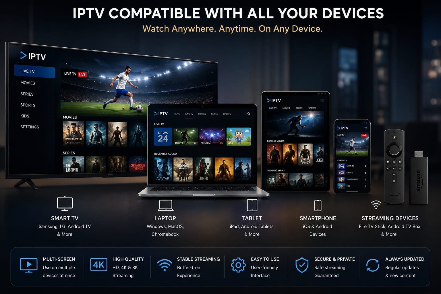 IPTV apps guide Smart TV Fire TV Android IBO Player 8KIPTVDE