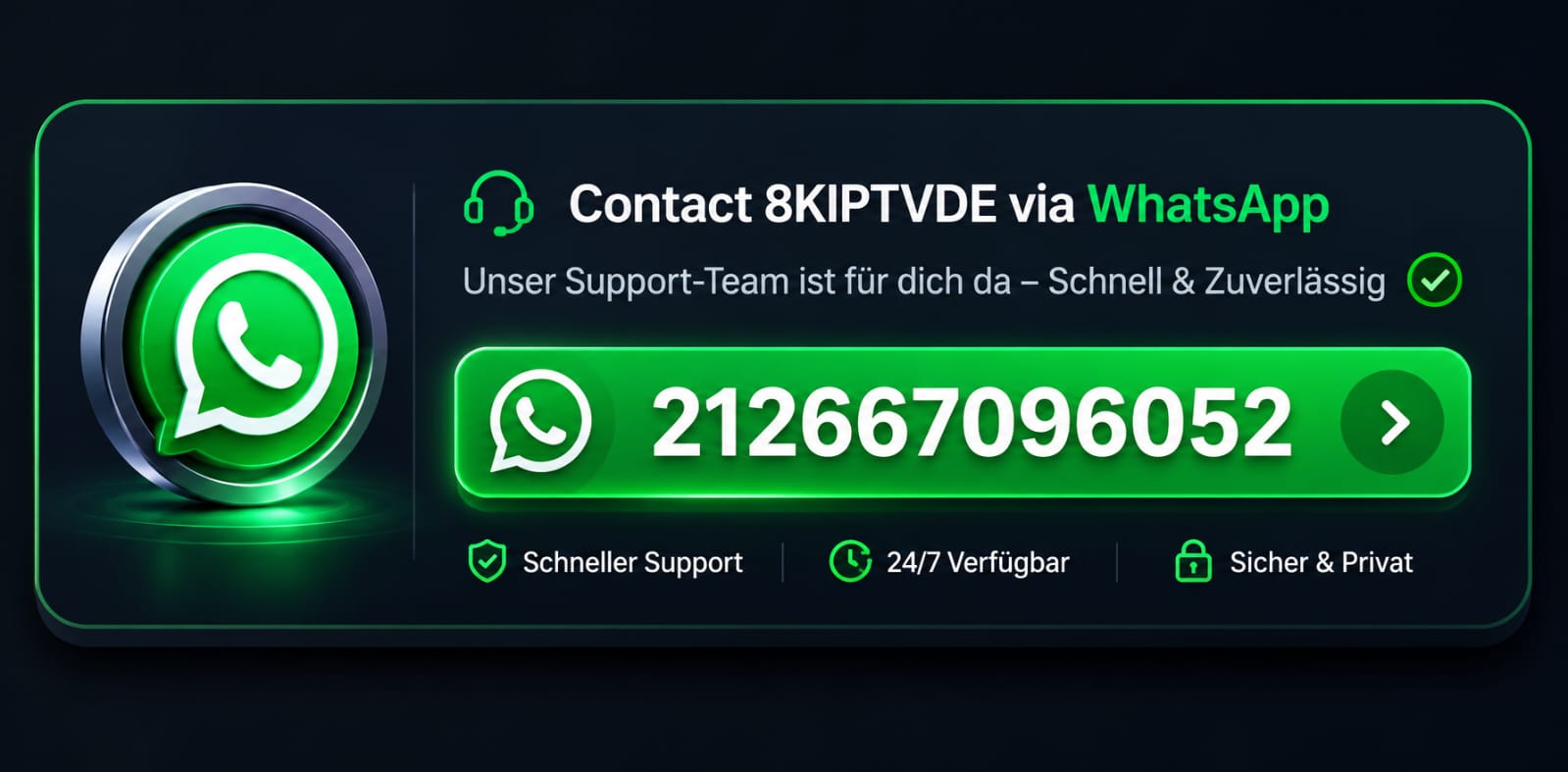 Contact 8KIPTVDE WhatsApp IPTV support