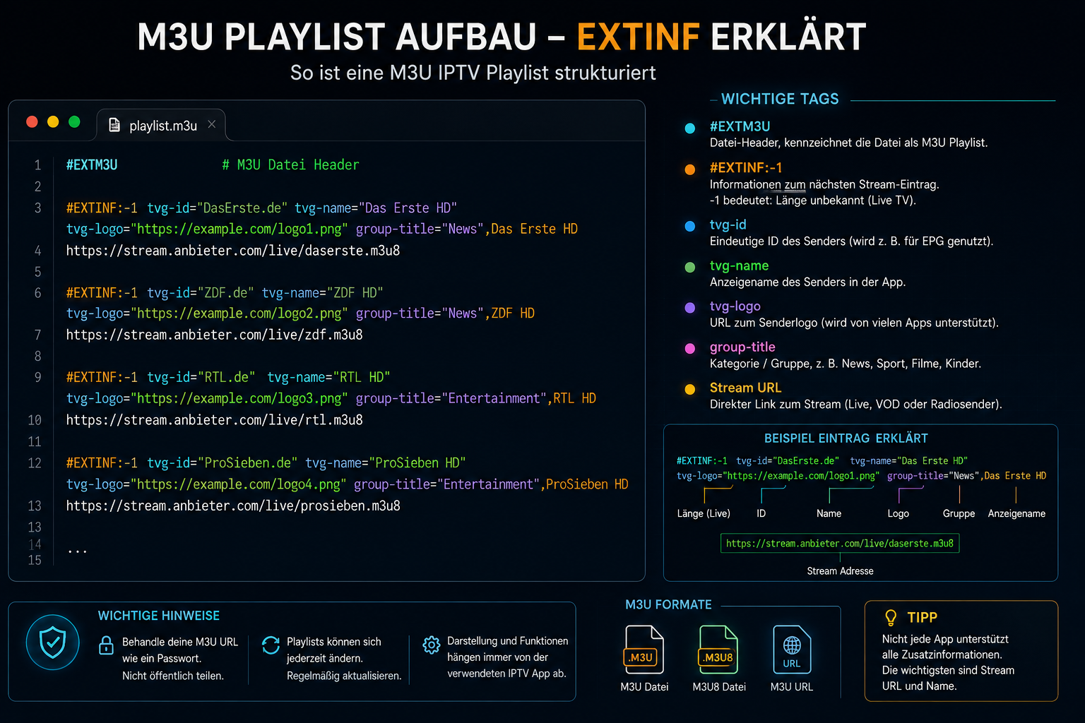Aufbau einer M3U IPTV Playlist mit EXTINF