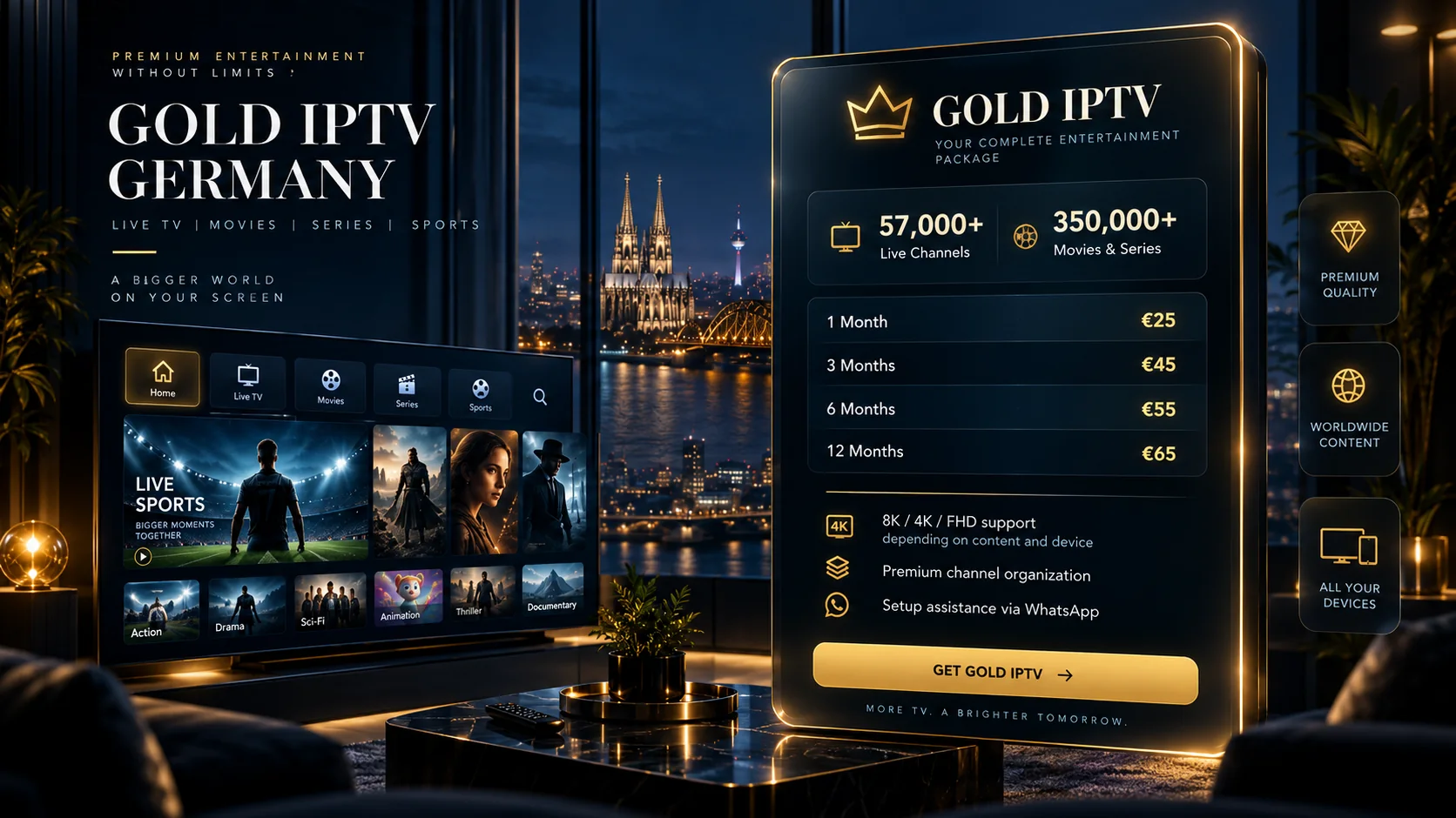 Gold IPTV Germany live TV sports movies series and premium package
